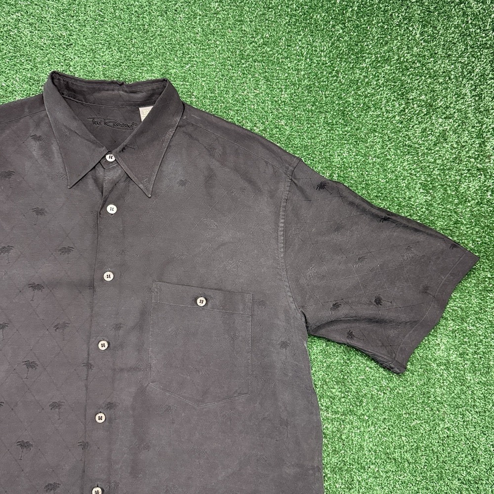 Vintage Tori Richard Men's Camp Hawaiian Floral Print Silk Shirt Large Black